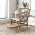 thumbnail image 3 of Swayze Bohemian Farmhouse Woven Rattan/Wood Rocking Chair, White Cushion with Gray/White Wash Frame, 3 of 8