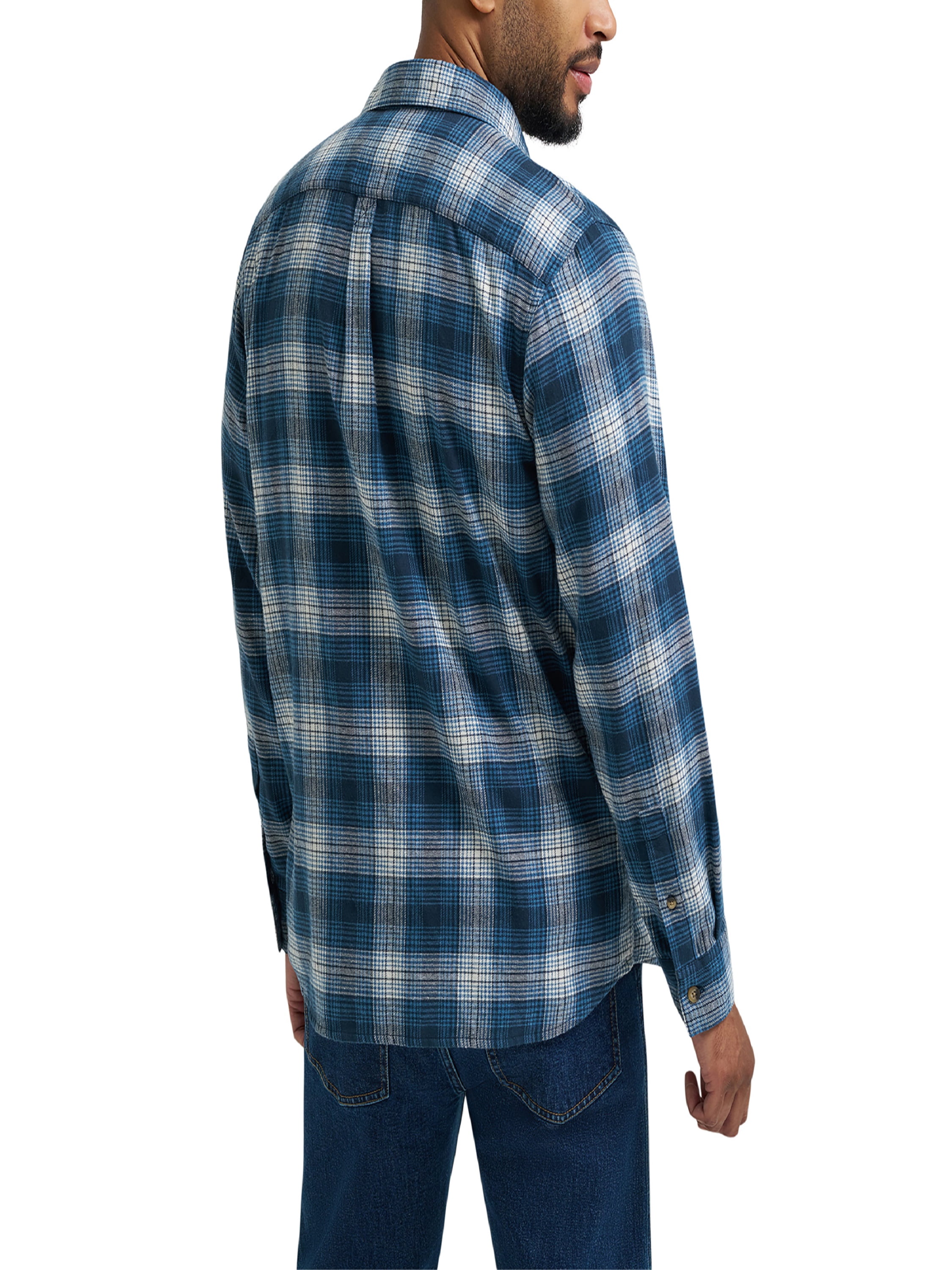 Wrangler® Men's and Big Men's Relaxed Fit Brushed Flannel Shirt with Long Sleeves, Sizes S-5XL