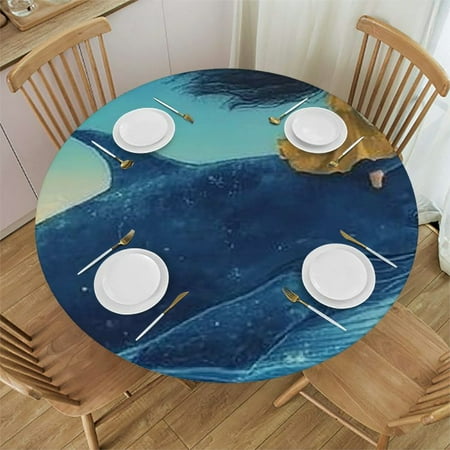 

Sheronv Whale Ocean Round Tablecloth Stain-Resistant & Washable for Indoor Outdoor Restaurants Weddings Parties Picnic Camping Kitchen Dining Great for Home Holiday Dinner 42 -46
