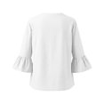 thumbnail image 5 of Womens Gauze Tops Ruffle 3/4 Length Sleeve V Neck Shirts Dressy Casual Blouses Summer Cute Vacation Tops, XXL, 5 of 7