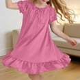 thumbnail image 5 of THDHVS Girls Summer Dress,Girls Solid Puff Short Sleeve Ruffle Hem Dress Round Neck Casual Sleepwear Summer,Dresses for Girls 8-9 Years, 5 of 10