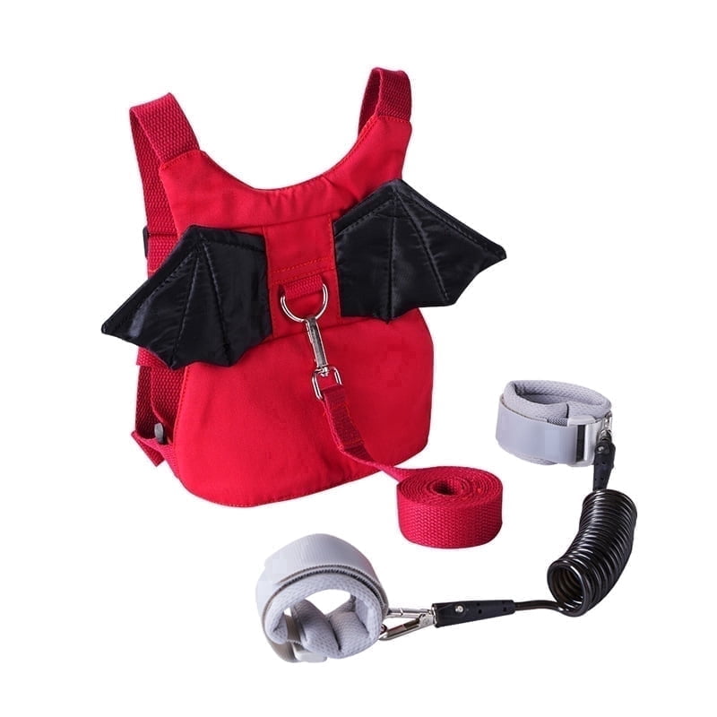 3 in 1 Toddlers Leash + Anti Lost Wrist Link Child Kids Safety Harness Kids Walking Wristband Assistant for Girl Red Christmas (Red Devil)