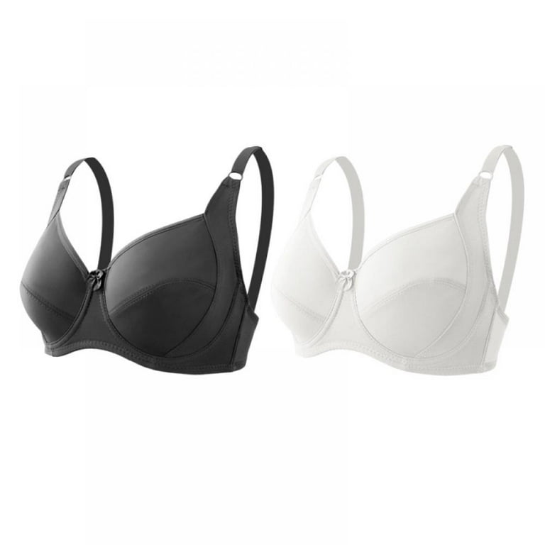 Women's Large D-Cup Seamless Gathering Bra Solid Color Smooth Soft  Breathable Chest Support Underwear Simple Daily Bralette, Full Coverage  T-Shirt Bra(2-Packs) 