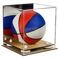 thumbnail image 1 of Acrylic Mini - Miniature (not Full Size) Basketball Display Case with Mirror, White Risers and Wood Floor (A015-WR), 1 of 1