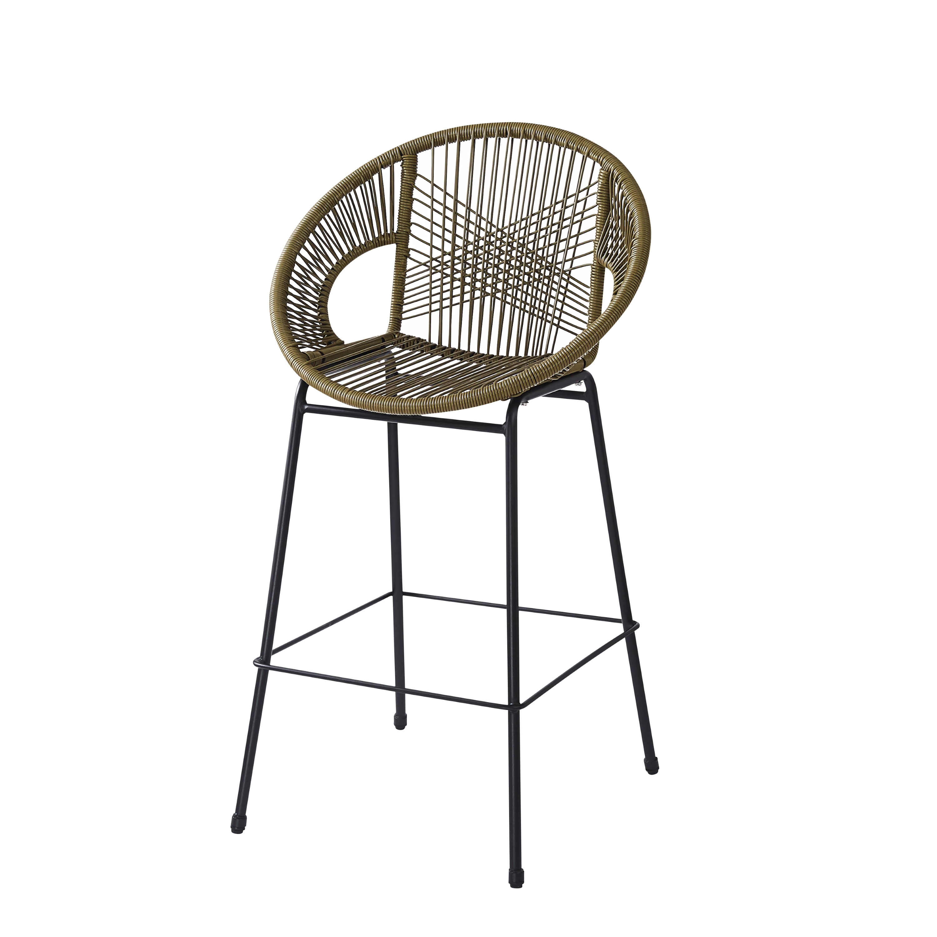 Outdoor Faux Wicker Barstools Set of 2 for Patio Bar Deck, Green