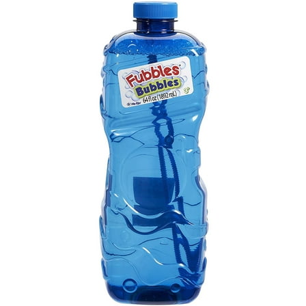 Bubble Solution by Fubbles Bubbles | Large 64oz Non-Toxic Bubbles for Kids | Bubble Refill Solution for Bubble Machines and Bubble Toys | Bubble Wand Included, Colors May Vary