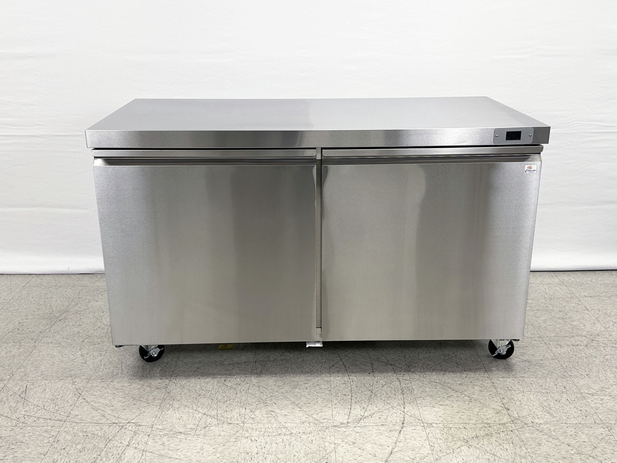 Cooler Depot 61 inch 14.1 cu.ft, 38" heigh Commercial Undercounter Freezer, 2 Solid Doors, Stainless steel exterior, NSF certified.