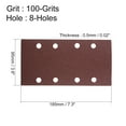 thumbnail image 2 of Hoja de Lijado con Gancho y Bucle de 100-granos y 8-agujeros de 7.3 x 3.6-pulgadas de Óxido de Aluminio para Lijadora 10pcs, 2 of 3