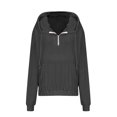 thumbnail image 6 of Womens Fleece Hoodies Pullover Long Sleeve Half Zip Hooded Sweatshirt Solid Color Drawstring Top with Hood (Gray XL), 6 of 6