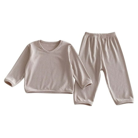 

cfhntfmh Lounge Sets for Toddler Comfy Crewneck Long Sleeve Soft T-Shirts Lounge Ribbed Straight Leg Pants Homewear Casual Sets