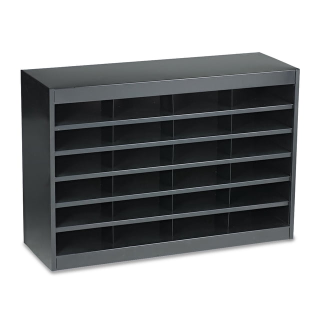 Safco E-Z Stor Black Mail Organizer - 24 Letter Size Compartments