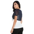 thumbnail image 4 of Fashion Secrets Women Short Sleeves Sheer Chiffon Bolero Shrug Short Cardigan (Navy Blue, Small), 4 of 4
