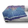 thumbnail image 3 of Mountain Soft Flannel Fleece Throw Blanket, Cartoon Woodland Landscape with Fir Trees at Sunset Kids Fairytale, Cozy Plush for Indoor and Outdoor Use, 50" x 70", Purple Blue and Yellow, by Ambesonne, 3 of 6