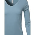 thumbnail image 4 of A2Y Women's Basic Solid Soft Cotton Long Sleeve V-neck Top T-shirt Cement 3XL, 4 of 6