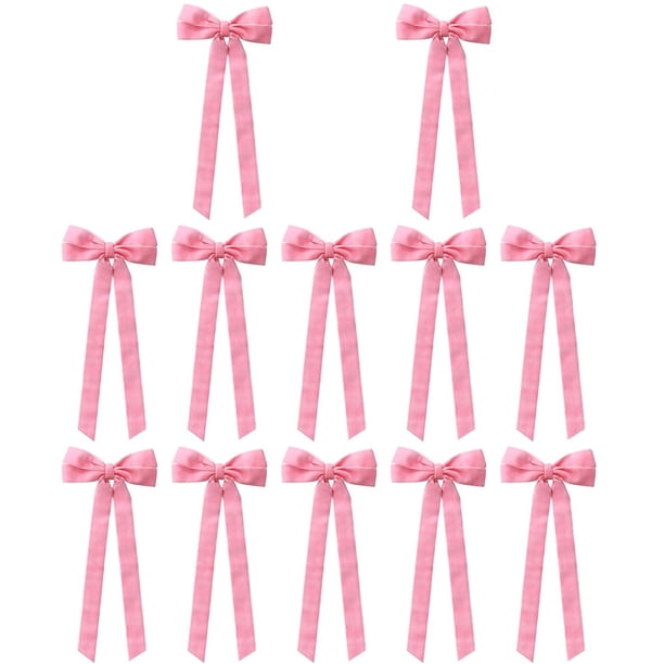 Yuarrent 12 Lazos de Terciopelo para Árbol de Navidad, Adornos Navideños para Decoración de Interiores, Lazos de Terciopelo de Moda para Kits de decoración para fiestas rosa