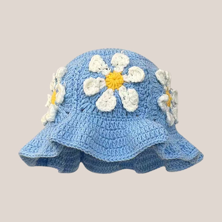 Povozer Women Crochet Hat Floral Crochet Bucket Hat Knitted  display picture 1