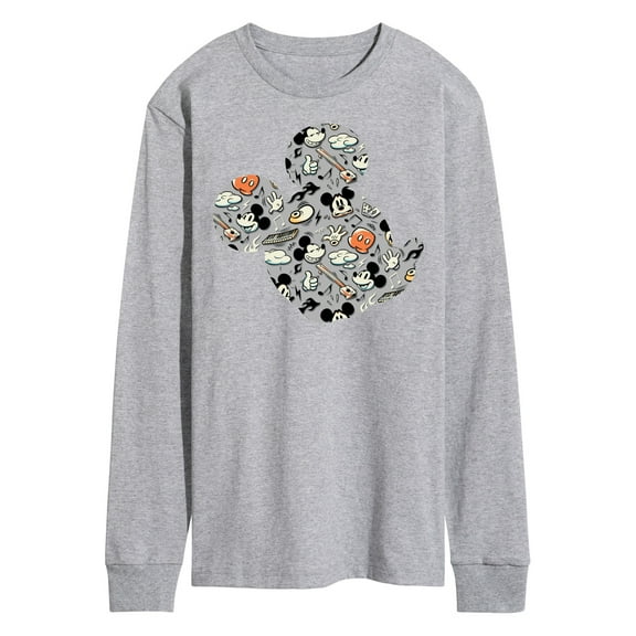Mickey & Friends - Mickey Pattern Silhouette - Men's Long Sleeve T-Shirt