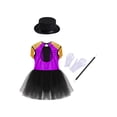 thumbnail image 4 of Aislor 4Pcs Girls Magician Drummer Costume Kids Carnival Party Tutu Dress Leotard Performance Suits Purple 14, 4 of 7