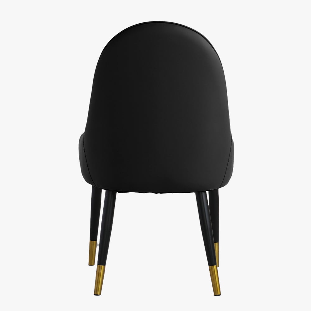 POVISON Modern Dining Chair With PU Leather (Set of 8), Black&Beige Chair, Metal Legs
