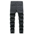 thumbnail image 3 of Men's Slim Fit Ripped Jeans Regular Fit Denim Pants with Holes Mens Jeans Relax Fit Ripped Jeans Destroyed Straight Denim Pants Harajuku Hip Hop Trouser Streetwear, M&Black, 3 of 7