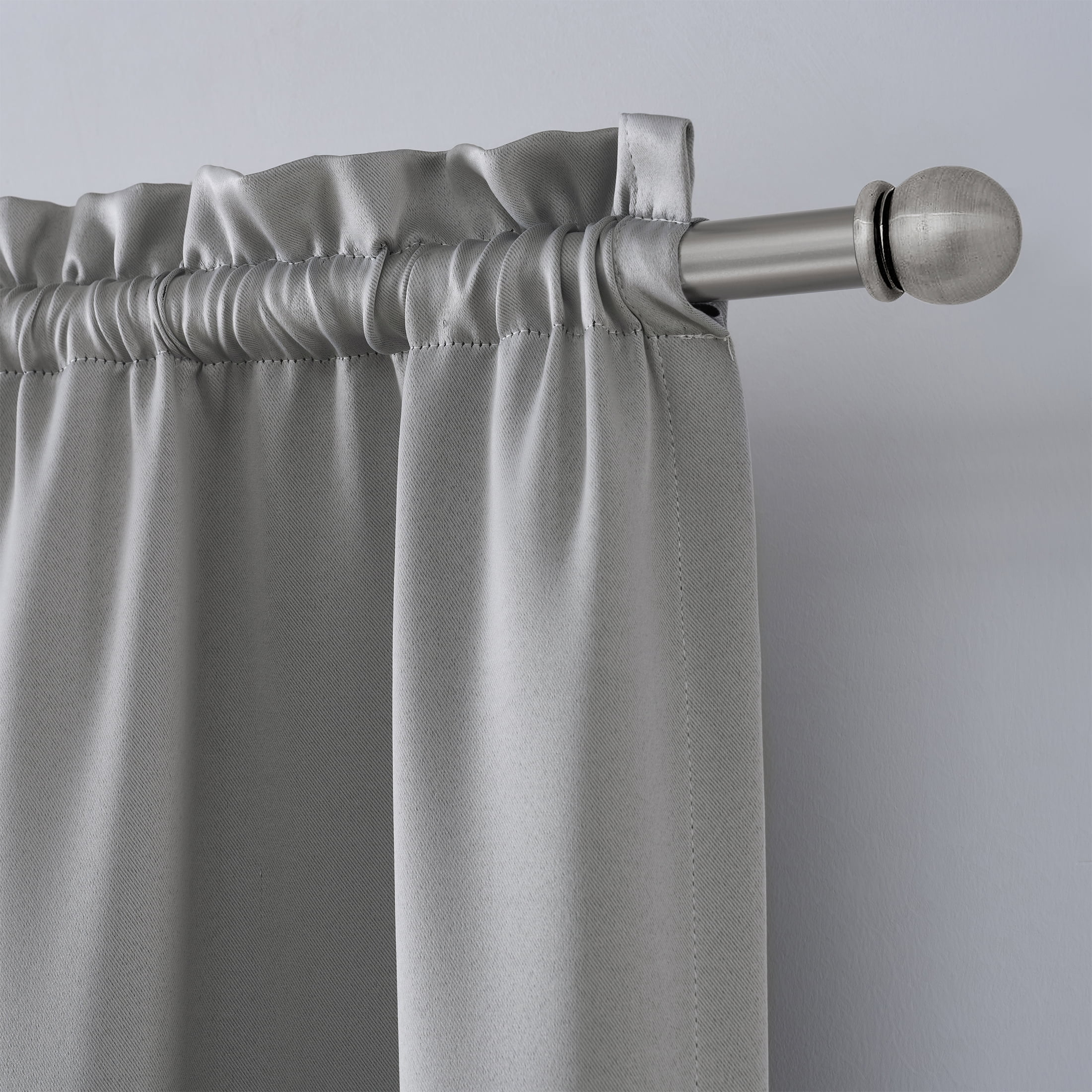 Mainstays Solid Blackout Curtain Panel Pair, Set of 2, Light Gray, 30”W x 95”L