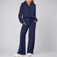 thumbnail image 2 of TIANZEN Casual Tracksuit Fall Winter Half Zip Sweatshirt With Wide Leg Pants Comfortable Outfit For Daily Wear Hang Neck Net Yarn Splicing Wide Leg Jumpsuit Womens Party Outfits, 2 of 4