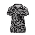thumbnail image 6 of Whosucclay Zebra Pattern Half-Zip Tennis Shirts, Polyester Women V Neck Golf Shirts Breathable Collared Polo Shirts for Travel Outdoor Hiking Size X-Small, 6 of 10