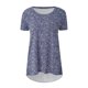thumbnail image 4 of Camiseta de Cuello Redondo de Manga Corta de Raglan Impresa Casual para Mujeres con Espalda Corta Delantera Larga, 4 of 5