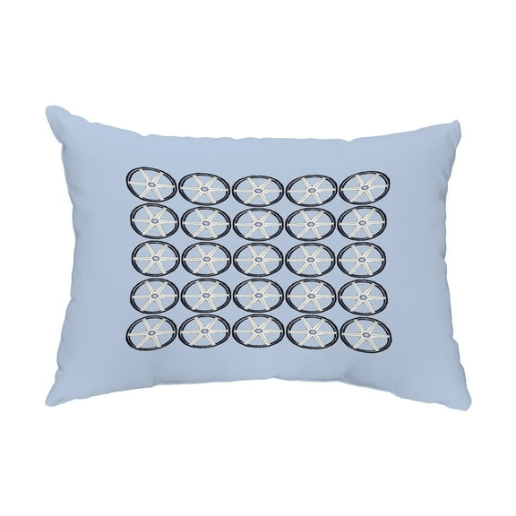 Simply Daisy, 14" x 20" Nautical Geo Square Blue Nautical Decorative Outdoor Pillow