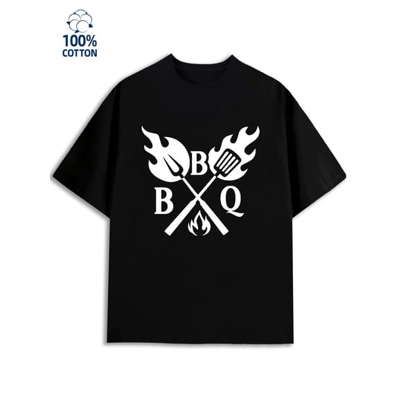 BBQ Flame T-Shirt men's 180G 100% Cotton black Vintage Unisex Shirt Cotton tshirts Funny Unisex Shirt Cotton tshirts Casual Unisex Shirt Short Sleeve tshirts Retro Unisex Shirt Crewneck tshirts