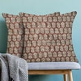 thumbnail image 2 of Block Print Floral Pillow Covers 18x18 Set of 2, Brown Neutral Decorative Throw Pillow Covers Floral Print Farmhouse Outdoor Linen Cushion Cover for Sofa Couch Living Room Bed Decor, 2 of 5
