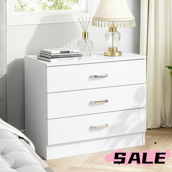 Hassch 3 Drawers Dresser for Bedroom, Chest of Drawers, Closet Organizer for Living Room, Hallway, Entryway, White, 25.98"L x 12.99"W x 22.05"H
