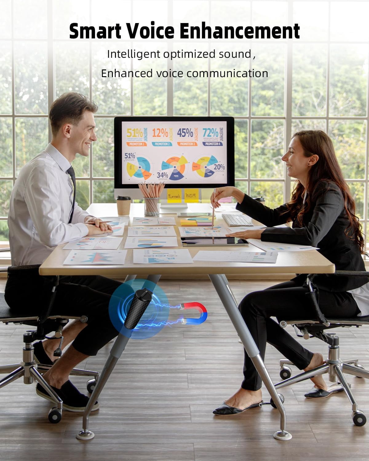 Voice Recorder, 64G Magnetic Voice Activated Audio Recorder with AI-Intelligent Triple Noise Reduction, 25 Days Continuous Recording Device, Digital Voice Recorder for Meetings/Interviews/Classroom