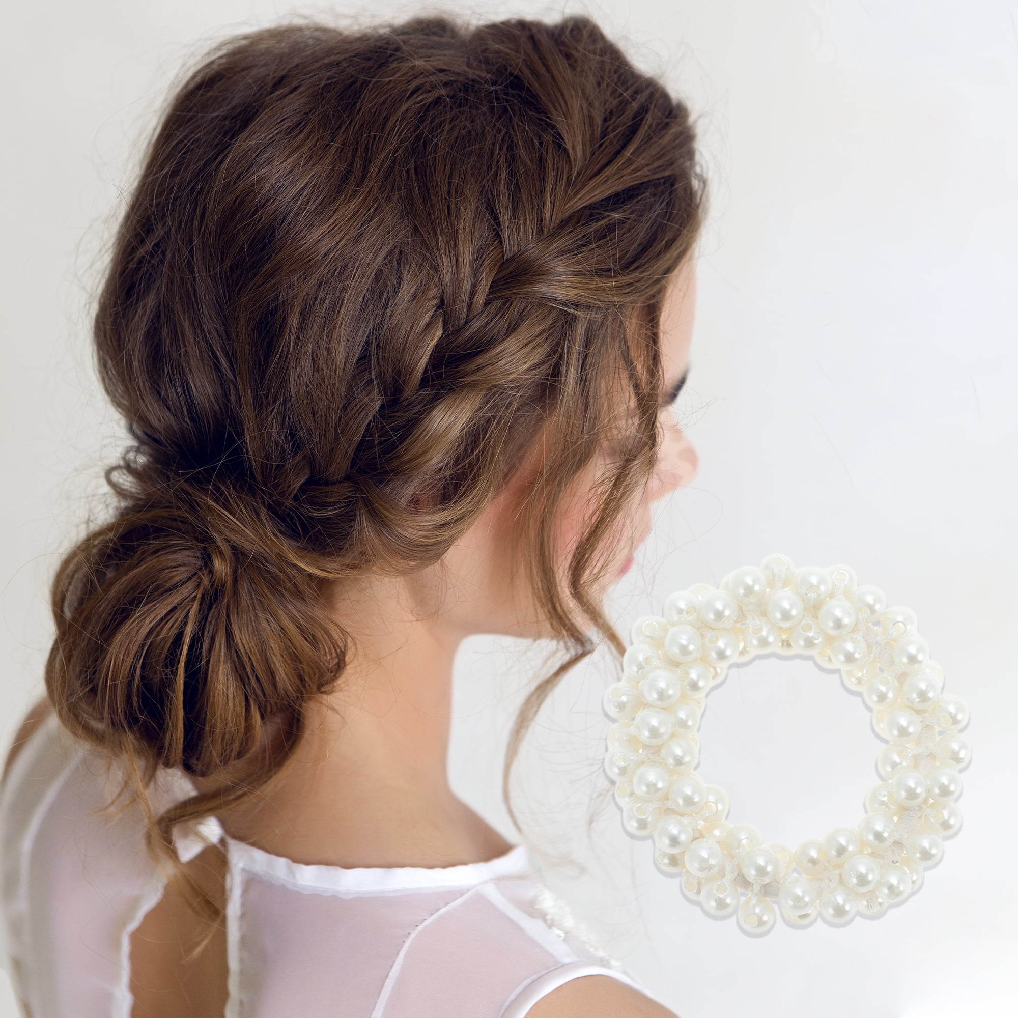 NOMADIC NOOK Fashion Faux Pearls Hair Elastic Band White Champagne Beige Black Gray 5 Pcs