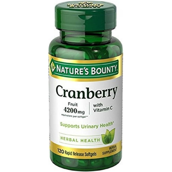 Nature's Bounty Cranberry Fruit 4200 mg, Plus Vitamin C Softgels, 120 ea (Pack of 6)
