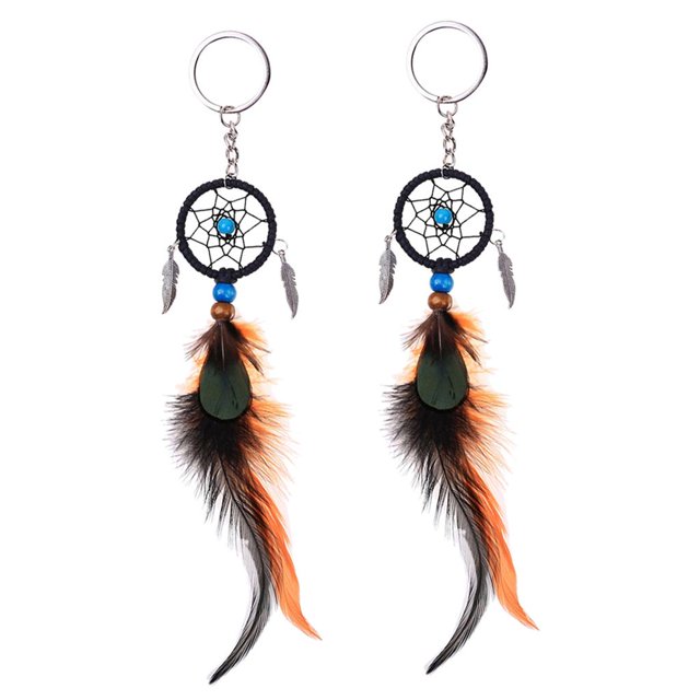 Llavero, Regalo de Llavero de Plumas de Pavo Real Hecho a Mano de Estilo Bohemio - 4, como se describe 4 Yuyangstore Dream Catcher