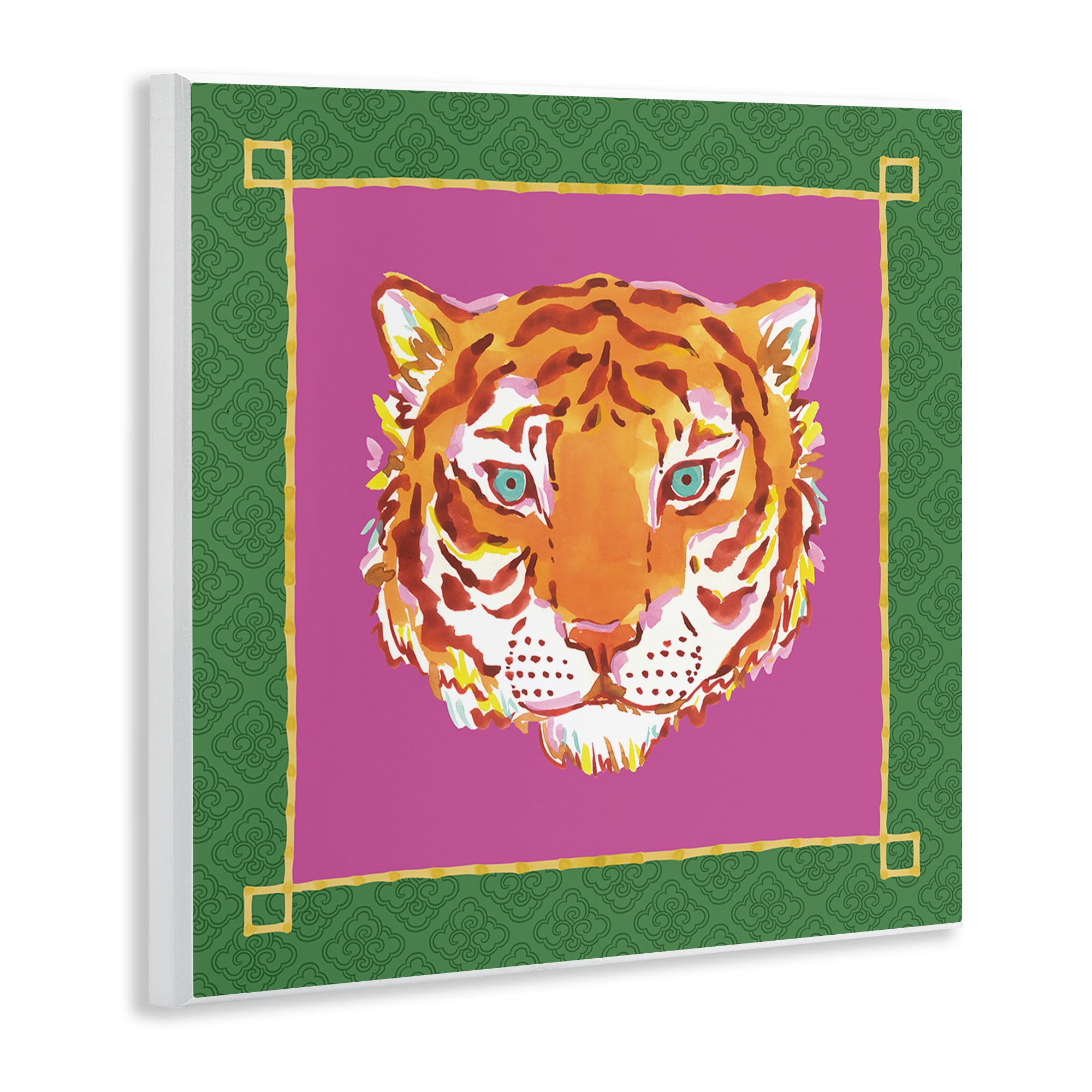 Stupell Industries Bordered Exotic Tiger Portrait Wall Plaque Art, design by Karolina Sato