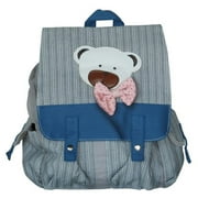 Young Bear Fabric Art School Backpack Outdoor Daypack  Blue