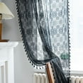 thumbnail image 3 of Crochet Lace Window Curtain Panel with Tassels Semi Sheer Hollow Curtains for Bedroom Living Room, 1 Pane Rod Pocketl, 3 of 5