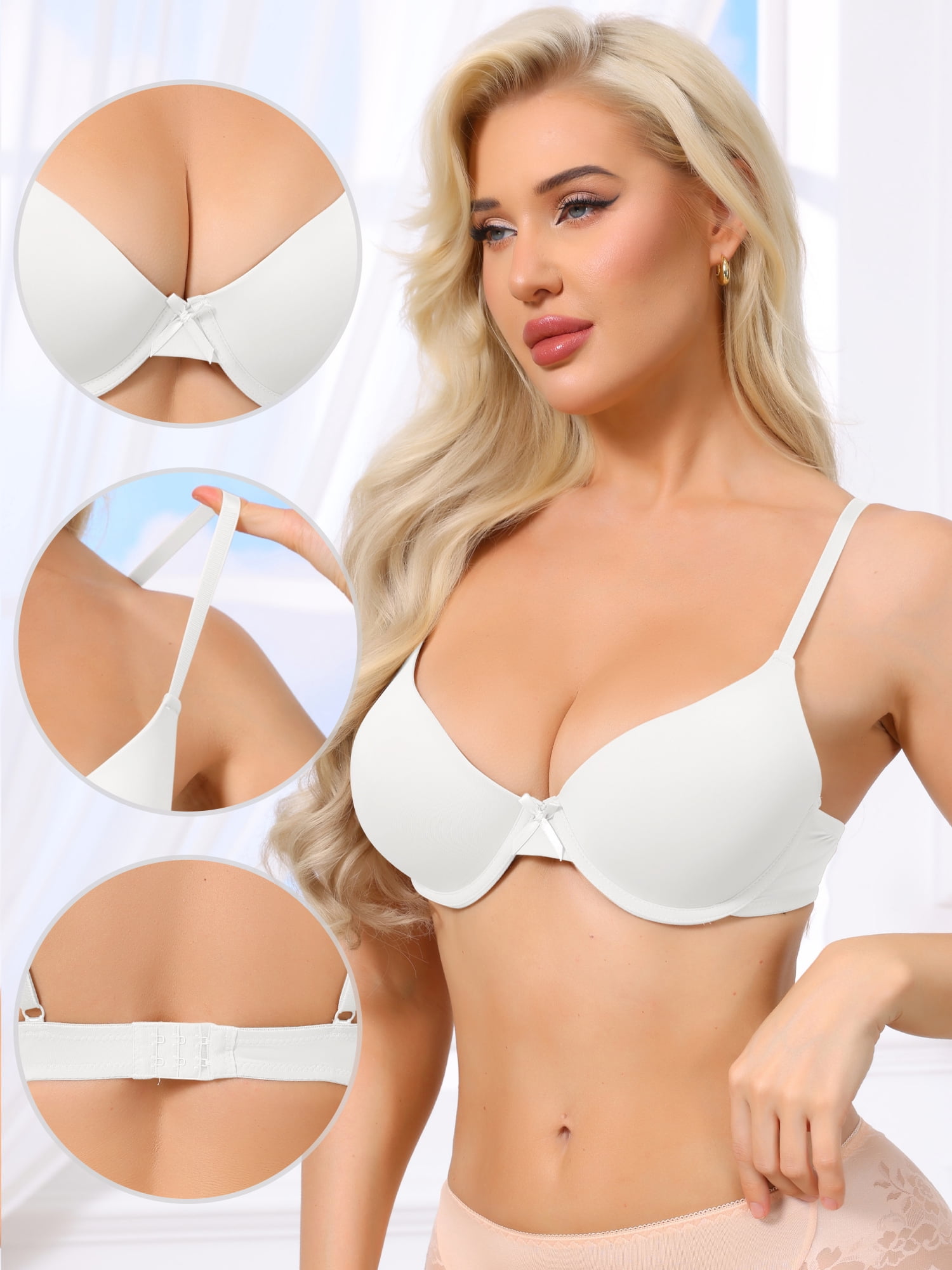DARING DIVA Women's Ice Silk Lightweight Full Cup Bra B 36 White