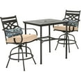 thumbnail image 4 of Hanover Montclair 3-Piece All-Weather Outdoor Counter-Height Patio Dining Set, 2 Cushioned Swivel Chairs and 33" Square Stamped Rectangle Table, MCLRDN5PCBR-TAN, 4 of 20