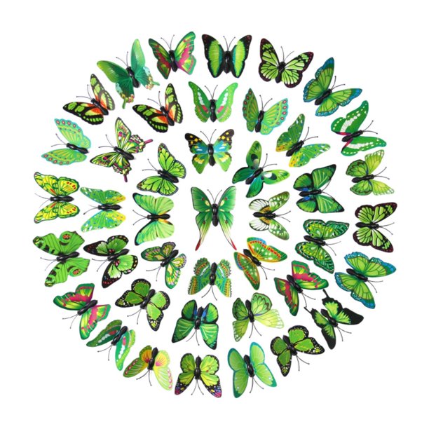 200 pegatinas de pared de mariposas, calcomanías de pared de mariposas, mariposa rústica práctica Verde
