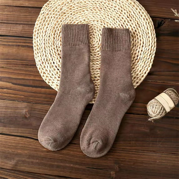 Dyfzdhu Women Autumn And Winter Thickened Warm Solid Color Socks Multicolor Mid Tube Socks