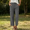 thumbnail image 4 of SOOMLON Cropped Pants Women Wide Leg Plus Size Button Zip Chino Pants Solid Trouser with Pockets Travel Casual Pants, 4 of 8