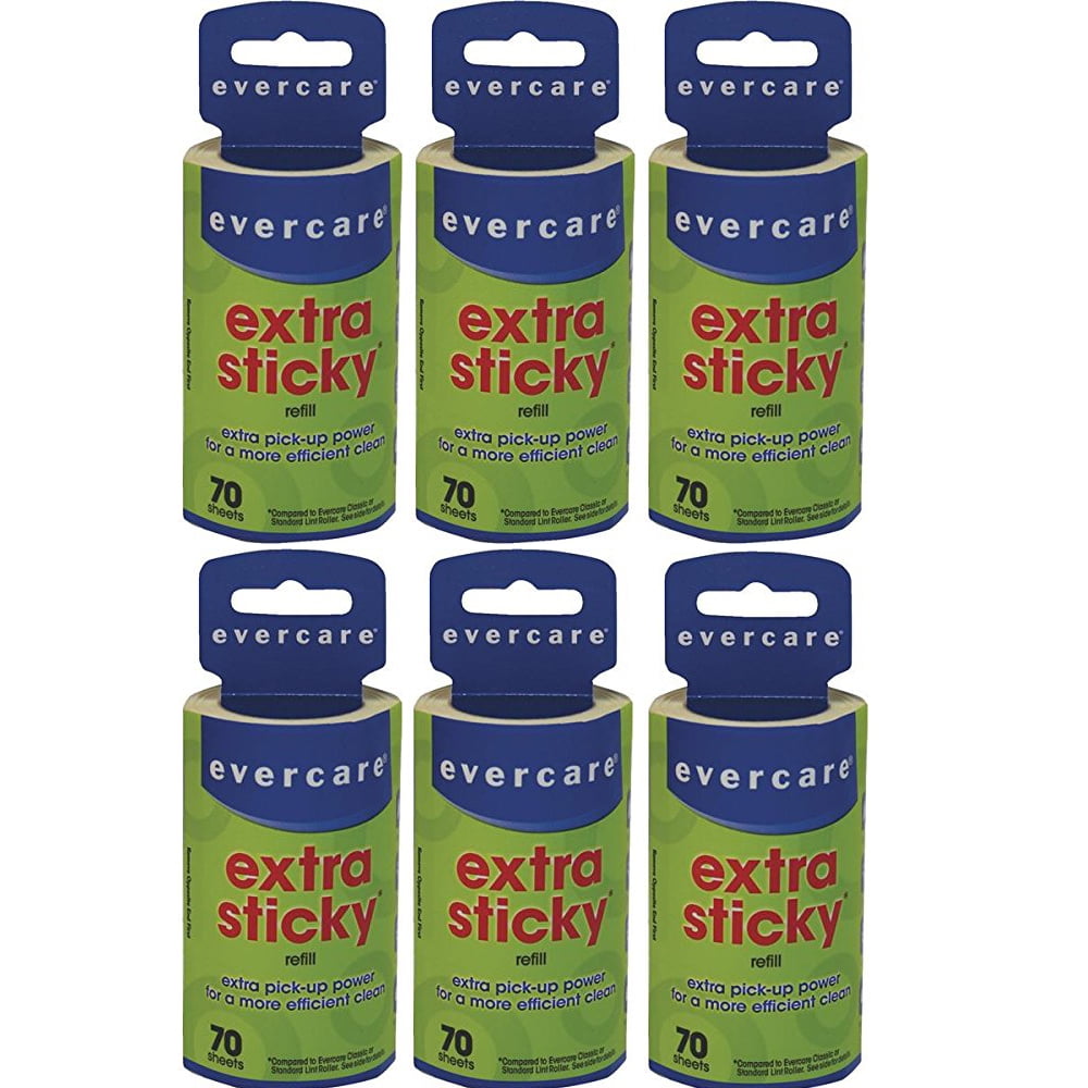 Evercare Lint Roller Refill 60 Sheets Extra Sticky Pet Hair Dandruff