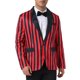 thumbnail image 1 of Blazer a rayas INSPIRE CHIC para hombres, chaqueta de traje de color contrastante de un solo botón, M Rojo Negro, 1 of 5