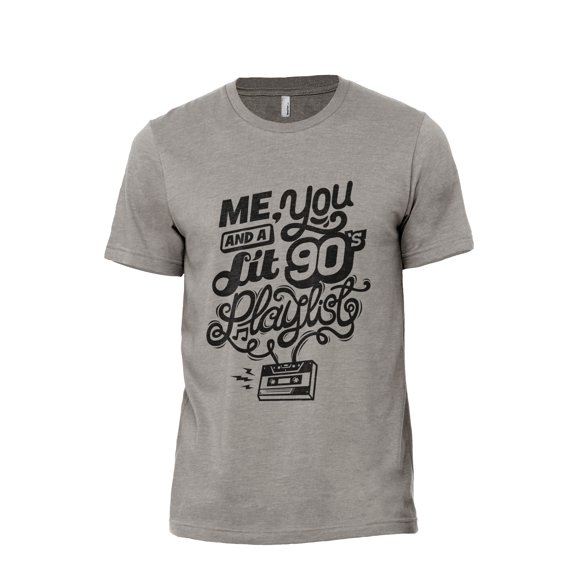 Me, You And A Lit's Playlist Men's Modern Fit Fun Casual T-Shirt Printed Graphic Tee Military Gray X-Large