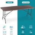 thumbnail image 4 of SuperDeal 6FT Folding Table and Bench 3-Piece Set - HDPE Picnic Table with 2 Benches, Portable w/Carry Handles, Heavy-Duty Plastic Tabletop for Backyard, Camping, Parties, Brown Table + White Bench, 4 of 17