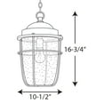 thumbnail image 2 of Progress Lighting Holcombe 1-Light Outdoor Black Hanging Lantern with Clear Seeded Glass, 2 of 2