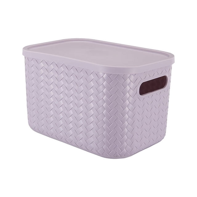 Caja de almacenamiento de plástico con cubierta de bambú para sala de estar, caja de almacenamiento para cosméticos, artículos diversos, dormitorio, caja de almacenamiento para ropa, caja de ajuste